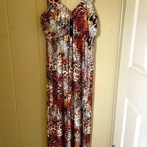 Long tank leopard & butterfly print dress
